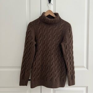 L.L. Bean Wool Blend Cable Knit Turtle Neck Sweater